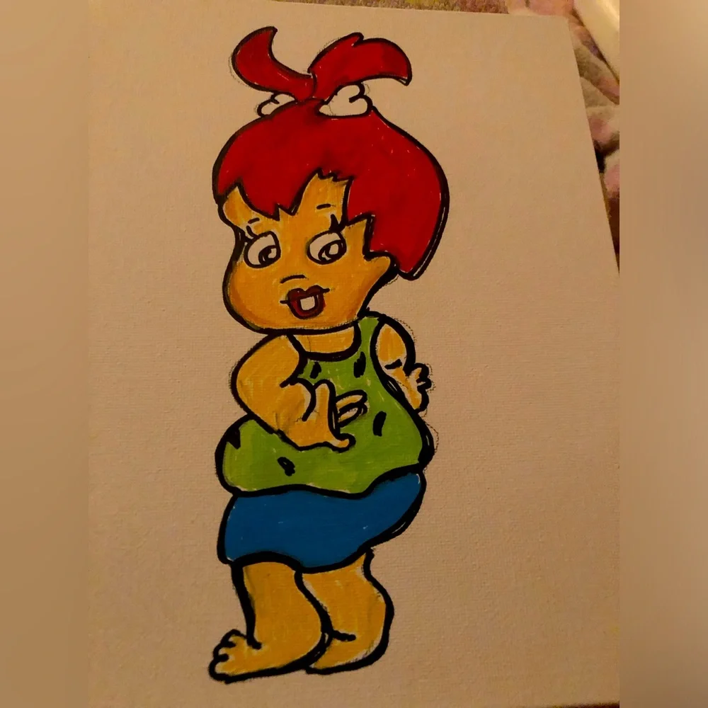 SALE!!!!Pebbles Colorful Cartoon Character Canvas Art - Picture 1 of 1